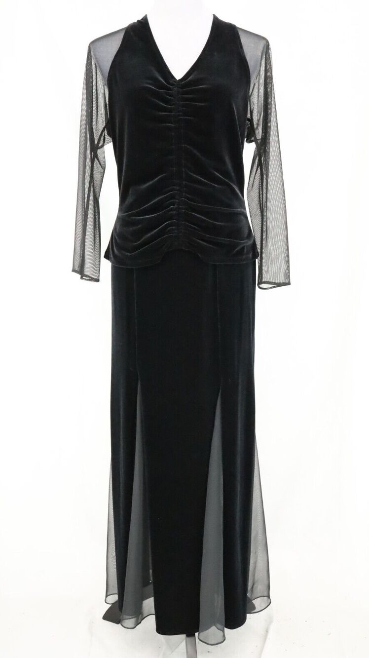 Niki Livas 2 Pc Dress Womens 4 Black Stretch Velvet Skirt and Top Elastic Waist